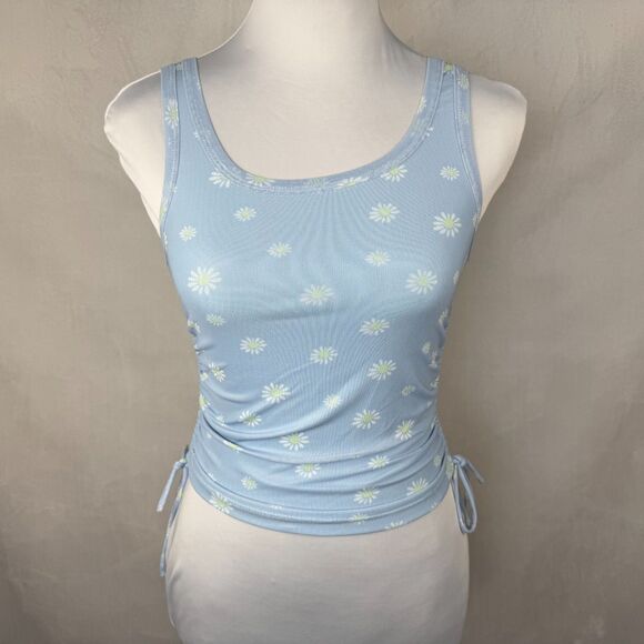 Princess Polly Tops - Princess Polly XX Women Sz 4 Floral Mesh Crop Top Round Neck Side Ruched